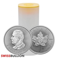 Tube of 25 x 1 Ounce 2025 Silver Maple Leaf Coin 